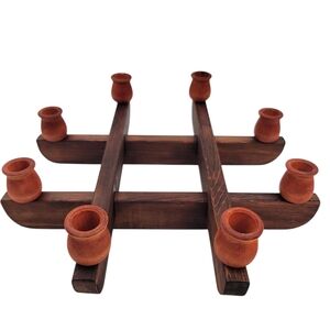 Vintage Interlocking 4 pc Wood Candleholder 8 Candle Capacity MID CENTURY